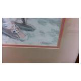 Vintage lithograph print framed and matted 19"x23"