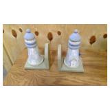 Vintage wooden light house book ends 8.5"