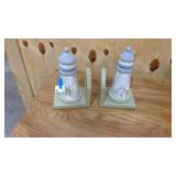 Vintage wooden light house book ends 8.5"