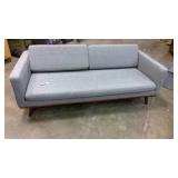 Modern mid century style Grey upholstered sofa with wooden legz