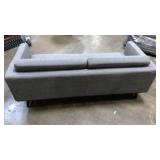 Modern mid century style Grey upholstered sofa with wooden legz