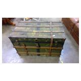 Antique flat top steamer trunk