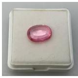 4.00 Lab Created Ct Oval cut Pink Kunzite Stone In Protective Case