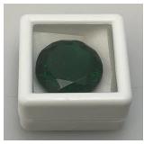 21.75 Lab Created Green Topaz Round Cut Loose Gemstone In Protective Case