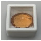 28.10 Lab Created Orange Topaz Oval Cut Loose Gemstone In Protective Case