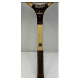 Vintage Wooden MacGregor Commander Tennis Racket With Wooden Holder