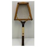 Vintage Wooden MacGregor Commander Tennis Racket With Wooden Holder