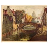 Very Old Lucien Dasselborne Signed Color Etching With Press Marks In Paper 19 1/4" x 21 1/2"