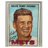 PSA EX 5 Graded 1967 TOPPS Ralph Terry Mets Facsimile Autographed Card
