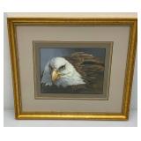 16" x 18" Framed Behind Glass And Matted Mario Fernandez Eagle Print