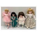 Misc. Collectible Porcelain Dools On Stands In Protective Bags