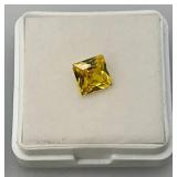 GDL Gemstone And Diamond Identification Laboratory Natural Yellow Sapphire 1.75CT Princess Cut Gemstone With Card