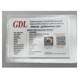 GDL Gemstone And Diamond Identification Laboratory Natural Green Peridot .75CT Gemstone Round With Card