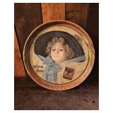 Vintage Satin Cigarette Metal Tray 14" Diameter