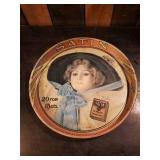 Vintage Satin Cigarette Metal Tray 14" Diameter