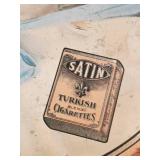 Vintage Satin Cigarette Metal Tray 14" Diameter