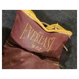 Pair of Vintage Maroon and Gold Everlast Boxing Gloves 9oz
