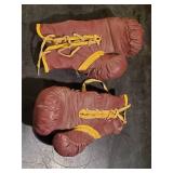 Pair of Vintage Maroon and Gold Everlast Boxing Gloves 9oz