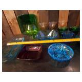 Large Collection of Misc. Colored Glass Mostly Blue and Green