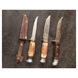 3 Vintage Straight Edge Knives Monarch, Western, and Others