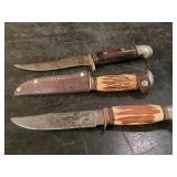 3 Vintage Straight Edge Knives Monarch, Western, and Others