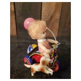 Vintage Very Cool Tin Toy Tricycle with Little Girl - MTU Korea