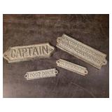 Lot of Cast iron Plaques Captain, Poop Deck, Screw Room and more