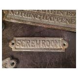 Lot of Cast iron Plaques Captain, Poop Deck, Screw Room and more