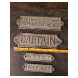 Lot of Cast iron Plaques Captain, Poop Deck, Screw Room and more