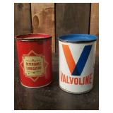 Lot of Motor Oil Cans  Valvoline, Rare Peralube Outboard Can and others