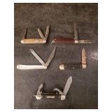 5 Pocket knives in good conditioin Forest-Master, Sabre, Colonial Some very Old!!
