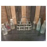 Vintage Metal Bottle Case and Vintage Bottles,  North Star Fergus Dairy, Marigold and others