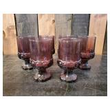6 Mid Modern Purple Rock Glass Pedestal Glassware
