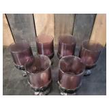 6 Mid Modern Purple Rock Glass Pedestal Glassware