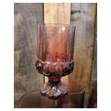 6 Mid Modern Purple Rock Glass Pedestal Glassware