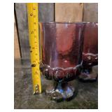 6 Mid Modern Purple Rock Glass Pedestal Glassware