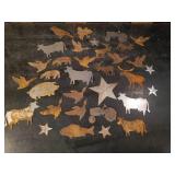 Large Lot of Metal Cutouts of Various Themes, Cows, Stars, fish and so many more