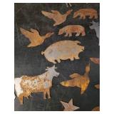 Large Lot of Metal Cutouts of Various Themes, Cows, Stars, fish and so many more