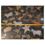 Large Lot of Metal Cutouts of Various Themes, Cows, Stars, fish and so many more