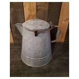 Large 2 gallon 12" Tall Metal Porcelain Coffee Pot