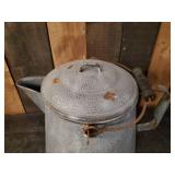 Large 2 gallon 12" Tall Metal Porcelain Coffee Pot