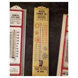 Vintage Thermometers Lakeside Lumber, Farmers State Bank, First National bank, and Mayer Lumber Co.