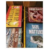 Lot of Fun Sign Décor, Wooden Drink up Bitches, Metal Size Matters, Embossed Man Cave and others