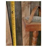 Antique Standing Wooden Ashtray and glass Tray with leather Handle