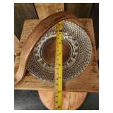 Antique Standing Wooden Ashtray and glass Tray with leather Handle