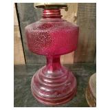 Beautiful Oil Lamps,  one gorgeous Red and the other beautiful clear Glass