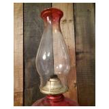 Beautiful Oil Lamps,  one gorgeous Red and the other beautiful clear Glass