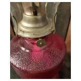 Beautiful Oil Lamps,  one gorgeous Red and the other beautiful clear Glass