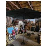 Large Patio Umbrella with Crank and Stand, Decorative Lantern Holders