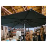 Large Patio Umbrella with Crank and Stand, Decorative Lantern Holders